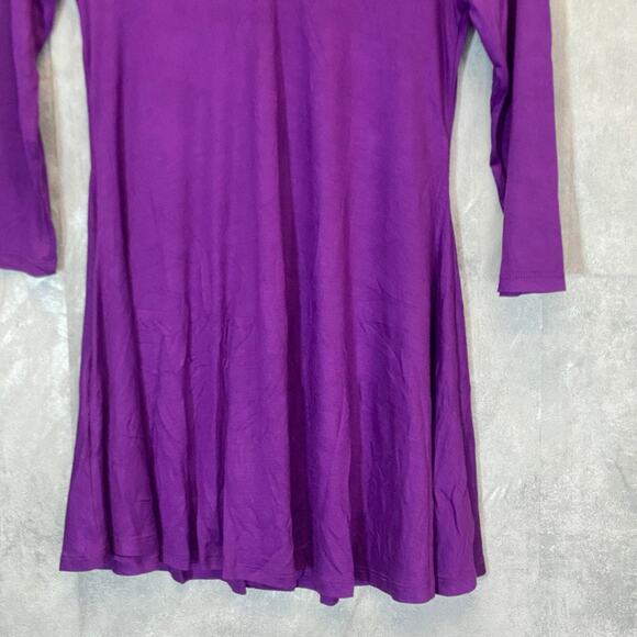24/7 COMFORT APPAREL Women's Purple V-Neck 3/4 Sleeve Swing Tunic Top SZ S - Picture 5 of 8